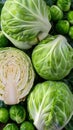 A bunch of green cabbage with one piece cut off Royalty Free Stock Photo
