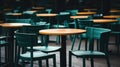 A bunch of green chairs sitting next to each other, AI Royalty Free Stock Photo