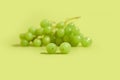 A bunch of green grapes on a colored background. Space for text Royalty Free Stock Photo