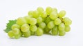 Bunch of green grapes with leaves isolated on a white background Royalty Free Stock Photo