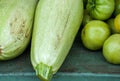 A bunch of green immature tomatoes and zucchini Royalty Free Stock Photo