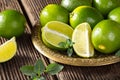 Bunch of green limes. Royalty Free Stock Photo