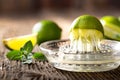 Bunch of green limes. Royalty Free Stock Photo