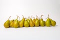 A bunch of green pears in a row Royalty Free Stock Photo