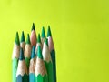 Green colored pencils Royalty Free Stock Photo