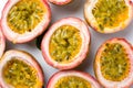 Bunch of halved passion fruit Royalty Free Stock Photo