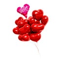 Bunch of Heart-shaped Valentine balloons on white