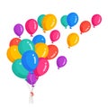 Bunch of helium balloon, flying air balls  isolated on white background. Happy birthday, holiday concept. Party decoration. Vector Royalty Free Stock Photo