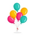 Bunch of helium balloon, flying air balls  isolated on white background. Happy birthday, holiday concept. Party decoration. Vector Royalty Free Stock Photo