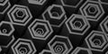 black and white hexagonal pattern 3d render illustration