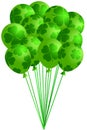 Bunch of Irish Green Balloons with Shamrocks