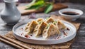 Bunch of jiaozi traditional asian dumplings gyoza