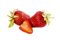 A bunch of juicy appetizing strawberries. Isoded on a white background. Close-up Royalty Free Stock Photo