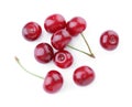 Bunch of juicy cherries on white background Royalty Free Stock Photo