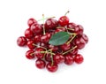 Bunch of juicy cherries on background, top view Royalty Free Stock Photo