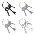 A bunch of keys from the cells in the prison. Keys for opening criminals.Prison single icon in cartoon style vector Royalty Free Stock Photo