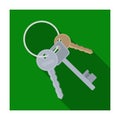 A bunch of keys from the cells in the prison. Keys for opening criminals.Prison single icon in flat style vector symbol
