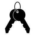 Bunch of keys on ring icon black color vector illustration flat style image