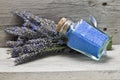 Bunch of lavender and bath salts. Royalty Free Stock Photo