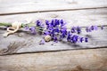 Bunch Of Lavender Flowers With Snail On An Old Wood Table