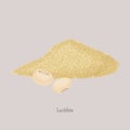 A bunch of lecithin on a gray background.