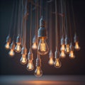 a bunch of light bulbs hanging from a ceiling. Made with artificial intelligence (AI)