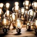 Bunch of lightbulbs lighted up - ai generated image