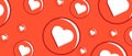 Bunch of like and appreciate heart emoji icons on a red background. Modern social media cover. Vector EPS 10 Royalty Free Stock Photo