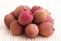 Bunch of litchis on bamboo matt Royalty Free Stock Photo