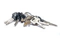 Bunch of Many Keys Lies on an iSolated. Royalty Free Stock Photo