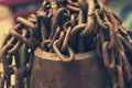 Bunch of metal chains - On a port, there are these bunch of metal chains Royalty Free Stock Photo