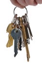 Bunch of metal keys isolated on a white