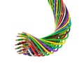 A bunch of multi-colored electric wires.