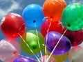 Bunch of multicolored balloons in the city festival Royalty Free Stock Photo