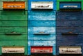 Old fashioned beehives one on top of other Royalty Free Stock Photo