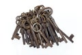 Bunch of old keys isolated on white background Royalty Free Stock Photo