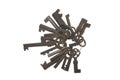 Bunch of old keys isolated on white background Royalty Free Stock Photo