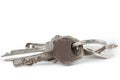 Bunch of old keys isolated on white background. Royalty Free Stock Photo