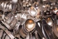 Bunch of old silver ware Royalty Free Stock Photo