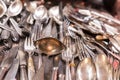 Bunch of old silver ware Royalty Free Stock Photo