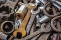 A bunch of old tools some rusty in a heap Royalty Free Stock Photo