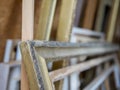 A bunch of old, used picture frames Royalty Free Stock Photo