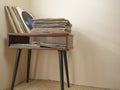 a bunch of old vinyl records. Retro music recording