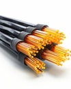 Bunch of optic fiber cables with connectors Royalty Free Stock Photo