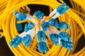 Bunch of optic fiber cables with LC connectors Royalty Free Stock Photo
