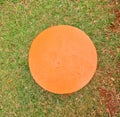 bunch of orange painted round concrete