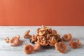 Bunch of orange Saffron Milk Cap mushrooms