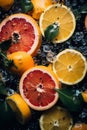 a bunch of oranges and lemons in a bowl of water Royalty Free Stock Photo