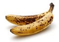 Bunch of overripe banana on white