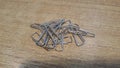 Bunch of paper clips on the table